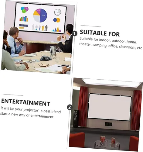 Vista 4 de BESPORTBLE Portable Foldable Projector Screen HD Projection Movie Screen for Open-Air Theater Home Theater Classroom Office Conference Presentations