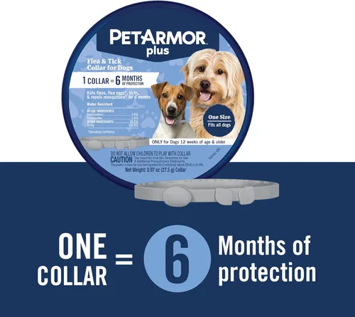 Vista 3 de PetArmor Plus Collar antipulgas y garrapatas para perros, mata pulgas y garrapatas, protección duradera durante 6 meses, resistente al agua