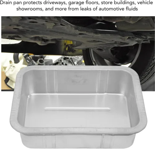 Vista 2 de Asixxsix Bandeja de drenaje de aceite, bandeja de drenaje universal de metal para cambio de aceite, bandeja de drenaje portátil de goteo de aceite