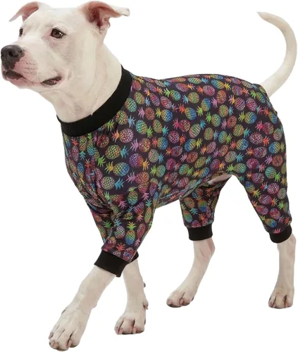 LovinPet Ropa para Perros Grandes para Pitbulls Machos, Mameluco para Perro con Protección UV, Camisa Calmante para la Ansiedad del Perro, Tela Negro