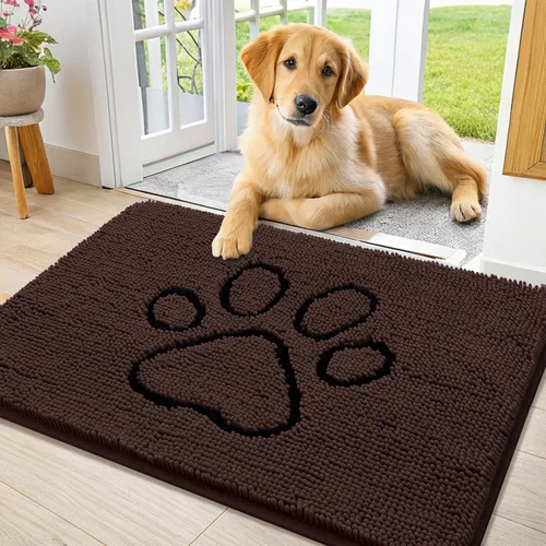 Vista 217 de Smiry Tapete para puerta de perro para patas fangosas, absorbente que atrapa la suciedad, antideslizante, de secado rápido, lavable, tapete