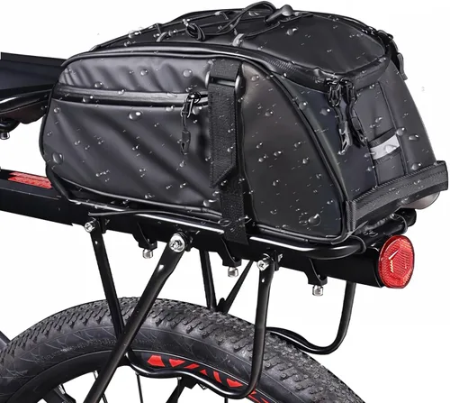 Vista 8 de ZIMFANQI Bolsa trasera para bicicleta reflectante, resistente al agua, bolsa de almacenamiento para maletero de bicicleta, bolsa de transporte