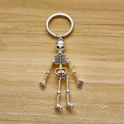 Vista 2 de Gothic Skull Skeleton Charm Keychain for Men and Women Halloween Jewellery