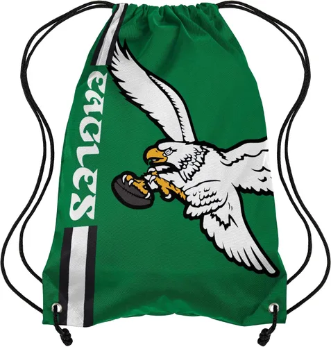 FOCO NFL unisex-adult - Bolsa de gimnasio con logotipo grande del equipo de la NFL, mochila de cordón para viajes Verde retro