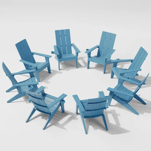 Vista 31 de MXIMU Silla Adirondack moderna resistente a la intemperie con portavasos, sillas de gran tamaño para hogueras Adorondic de plástico al aire libre