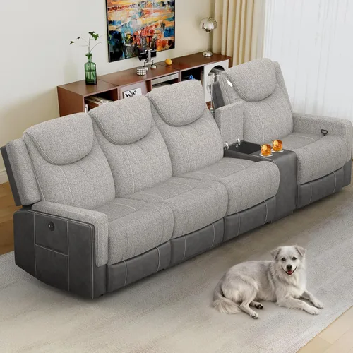 Vista 12 de Dresegmt Juego de sofá reclinable manual de dos plazas, sofá reclinable de 2 plazas con consola de almacenamiento y silla reclinable individual