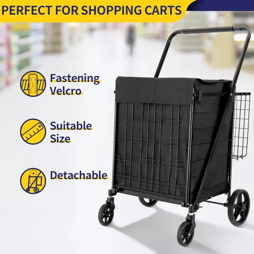 Vista 3 de Forro impermeable para carrito de compras, 16.1 x 19.6 x 22.2 pulgadas, adecuado para carrito de compras plegable resistente, extra grande