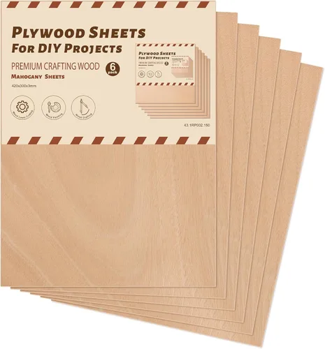 Vista 10 de ROBOTIME Paquete de 7 hojas de madera contrachapada de color de doble cara de 1/8" - 12 x 12 x 1/8 pulgadas - Hojas de madera para manualidades