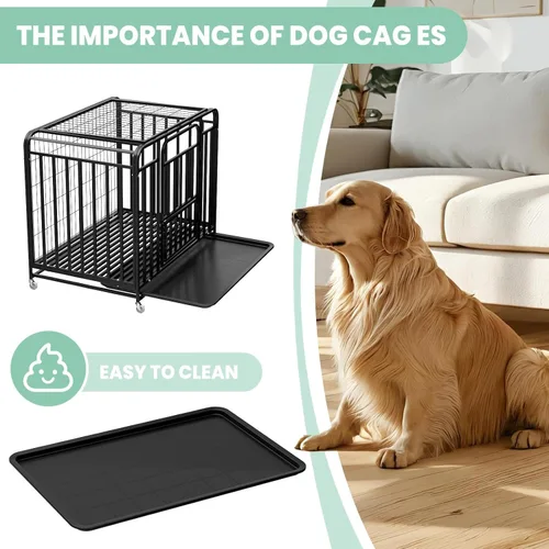 Vista 7 de 42 Inch Indestructible Dog Crate with Double Door, Extra Large Kennel with Locking Latches, Escape-Proof Design for Large Breeds, Anxiety Relief