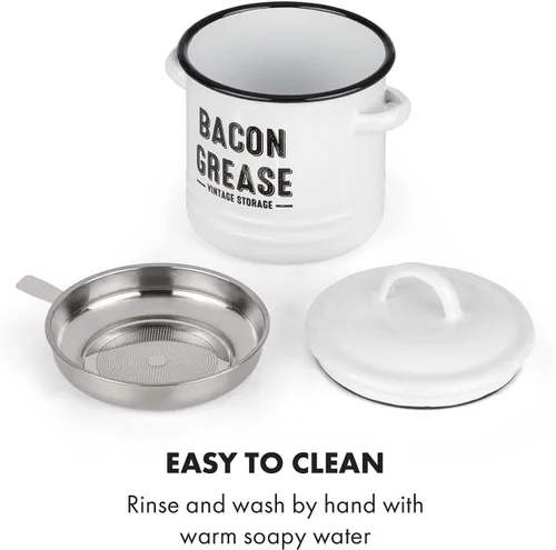 Vista 8 de Granrosi Recipiente de grasa de tocino con colador, protector de grasa de tocino, recipiente de aceite de cocina, colador de grasa de tocino, olla