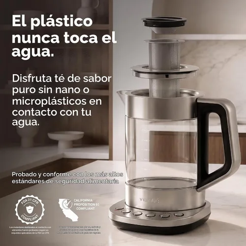 Vista 4 de Control de temperatura del hervidor con infusor de té, mantiene la función caliente para té de hojas sueltas