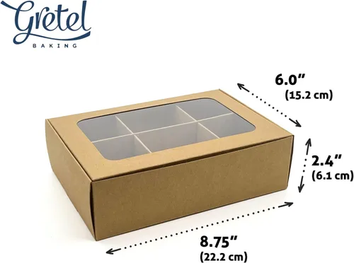 Vista 72 de 10 cajas de golosinas con ventana y divisores 9 compartimentos X-SMALL 5 x 5 x 1.57 pulgadas Cajas de dulces vacías para regalar, caja