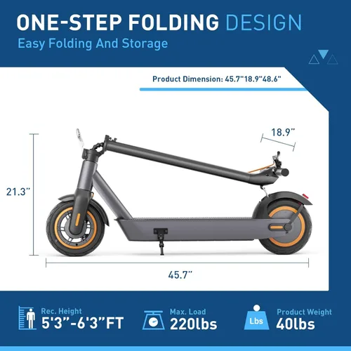 Vista 6 de Hiboy S2/S2 MAX Electric Scooter, 350/500W Motor, 8.5/10" Tires, 17/40.4 Miles Range E Scooter, 19 Mph Folding Commuter Electric Scooter for Adults
