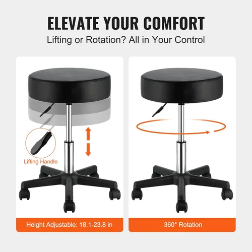 Vista 5 de VEVOR Taburetes rodantes con ruedas, capacidad de peso de 400 libras, taburete de altura ajustable con cojín de asiento ultra grueso, silla