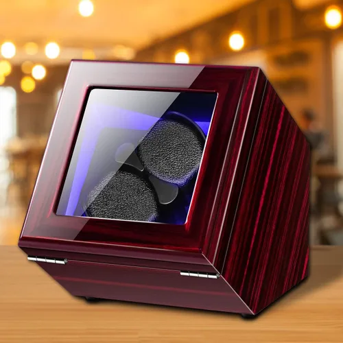 Vista 4 de Double Watch Winder for Rolex with Quiet Motor, Blue LED Light & Flexible Watch Pillows Watch Winders for 24 Automatic Watches with AC Adapter or