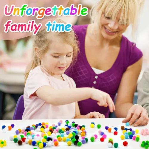 Vista 5 de Acerich 2000 pompones surtidos de 0.39 pulgadas para artes y manualidades, bolas de pompones peludos para manualidades creativas y decoración