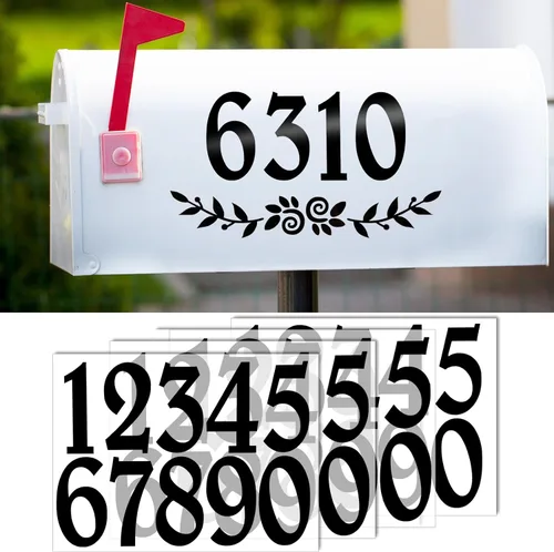 Vista 12 de Números reflectantes para buzones de correo para exteriores, 60 calcomanías impermeables para números de buzón, grandes de 3 pulgadas, 2 pulgadas