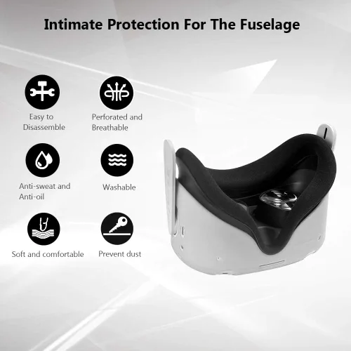 Vista 3 de MASiKEN VR Shell Front Face Protector Cover for Oculus Quest 2,VR Headset Protective Skin, Anti Scratch, Anti Dust, Anti Shock, Front Face Cover