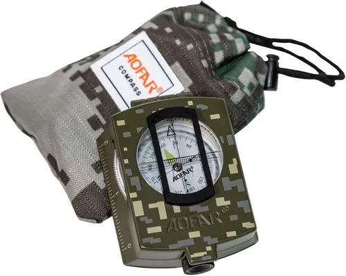 Vista 6 de AOFAR Military Compass,AF-4580 Lensatic Sighting, Waterproof and Shakeproof with Map Measurer Distance Calculator, Pouch for Camping, Hiking