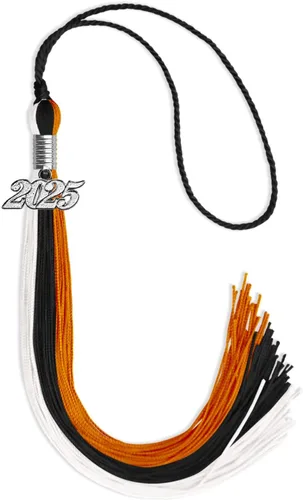 Vista 96 de Endea Graduation Borla de triple color con gota de fecha plateada (negro/dorado/granate, 2020)
