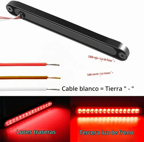 Vista 7 de Paquete de 2 luces LED de identificación de remolque de 10 pulgadas, 15 luces LED de 9 a 30 voltios, luces LED de parada, tira de luces traseras
