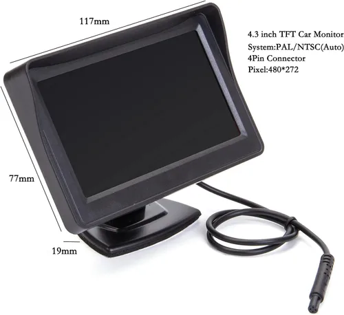 Vista 2 de Monitor de espejo de coche de 4.3 pulgadas, visión trasera, cámara LED de respaldo inverso, sistema de estacionamiento de video para camiones