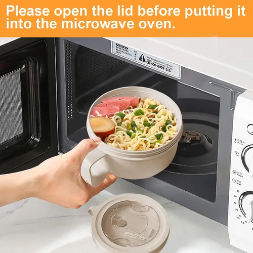 Vista 6 de Tazas para sopa de microondas con tapas, tazón de ramen para microondas de 28.7oz con tapa, diseño mejorado de agarre fácil para llevar contigo