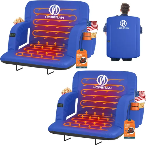 Vista 9 de HOPERAN 21" 2 piezas Asientos de Estadio con Calefacción de Doble Cara para Gradas con Soporte para la Espalda, 3 Niveles de Calefacción Asientos