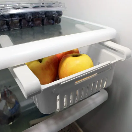 Vista 2 de Paquete de 5 cajones de almacenamiento ajustables para refrigerador, refrigerador, cocina, color blanco