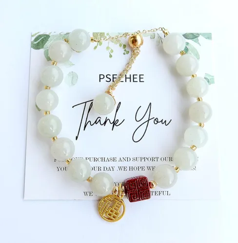 Vista 6 de Handmade Genuine Jade Abacus Shape Beaded Bracelet, Feng-shui Lucky Stone Chakra Healing Gemstone Crystal Beads Adjustable Bangle Stretch Jewelry