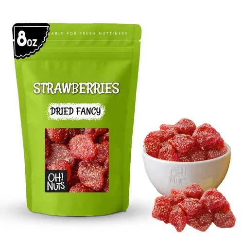 Vista 9 de Oh! Nuts Fresas secas Fancy - 1 libra - Frutas secas endulzadas - Bocados de frutas deshidratadas - Empaquetado en bolsa con cierre de cremallera