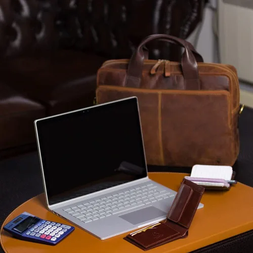 Vista 5 de Monza Collection Lazio Cartera de piel curtida vegetal para caballero con bloqueo RFID MZ4, Marrón, Visconti Monza Collection Lazio Cartera de cuero