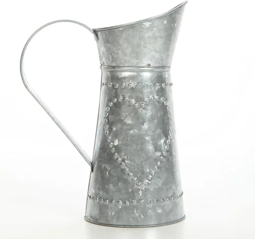 Hosley Jarrón de metal galvanizado de 9.25 pulgadas – Jarrón rústico de arreglo floral de granja para decoración del hogar, cocina, boda y eventos