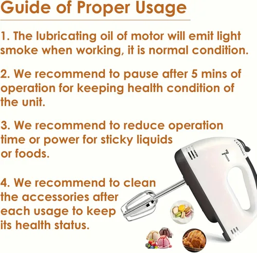 Vista 7 de Batidora de mano eléctrica de 7 velocidades, botón potente y fácil de expulsar, batidores de acero inoxidable, batidor automático compacto