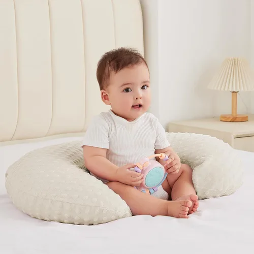Vista 36 de Almohada de lactancia para biberón y lactancia materna, elementos esenciales de lactancia de comodidad ergonómica para mamá y bebé, almohada