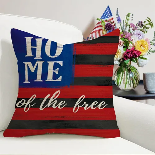 Vista 4 de Fahrendom Juego de 4 fundas de almohada decorativas para el Día de los Caídos de 18 x 18 pulgadas, 4 de julio, 4 de julio, diseño patriótico