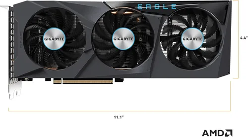 Vista 9 de GIGABYTE Tarjeta gráfica Radeon RX 6600 Eagle 8G, sistema de refrigeración WINDFORCE 3X, 8GB 128-bit GDDR6, tarjeta de video GV-R66EAGLE-8GD