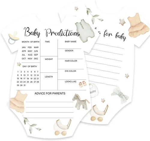 50Pcs Baby Prediction Cards, Baby Shower Games Advice & Wishes Cards | Baby Cloth Wish and Advice Cards, Gender Reveal Boy or Girl Decor, Baby