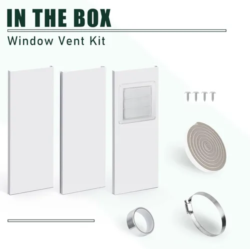 Vista 9 de Flehomo Kit de ventana de ventilación de secadora, incluye cubierta de ventilación de secadora con solapas móviles, kit de ventilación de secadora