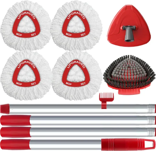 Cabezal de repuesto para fregona giratoria EasyWring 1 tanque, cabezal de repuesto de cepillo de fregado mejorado compatible con Ocedar, 4 repuestos