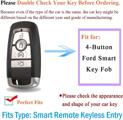 Vista 2 de SANRILY Funda inteligente de 4 botones para Ford Mondeo Fusion Mustang Expedition Keyless Entry Remote Key Holder Full Protection Leather Key Fob