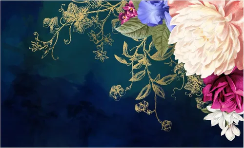 Murwall Floral Wallpaper Bohemian Flower Wall Mural Mediterranean Home Decor Living Room Bedroom Entryway Cafe Design