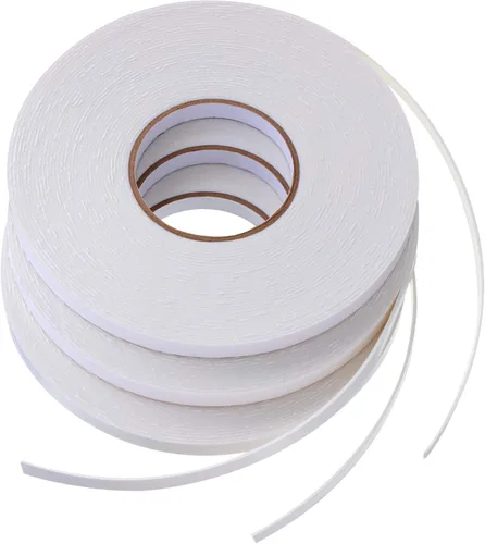 Vista 8 de Zonon 3 rollos de cinta de espuma de doble cara PE, cinta adhesiva de montaje de esponja de doble cara (1/4 pulgada por 50 pies, blanca)