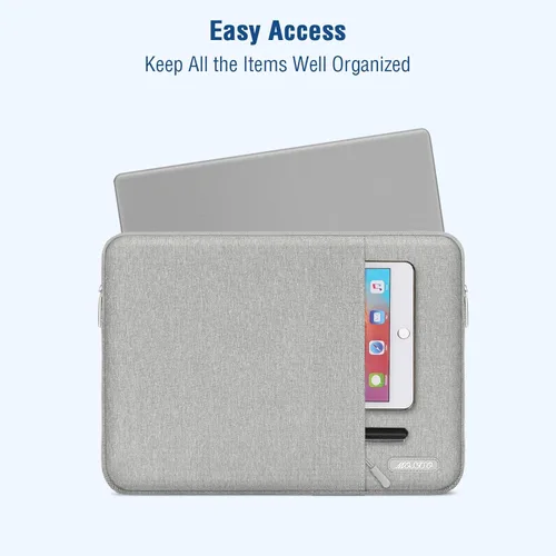 Vista 207 de MOSISO Funda vertical de poliéster con bolsillo para laptop de 13 pulgadas, para computadora MacBook Air M4, M3, M2 y M1 de 2025 a 2018 y Pro M2