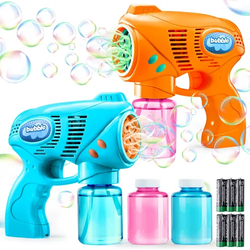 Vista 12 de Joyin - 2 pistolas de burbujas con 2 soluciones de recarga (10 onzas en total), fabricante de burbujas, soplador, ametralladora de burbujas