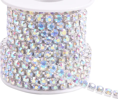 Vista 39 de KAOYOO - Cadena de cierre de diamantes de imitación de cristal de 9 metros (10 yardas) y 2 mm para manualidades de costura, decoración de bricolaje