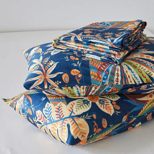 Vista 7 de SUSYBAO Funda de Edredón de Plantas Coloridas Queen 100% Algodón Egipcio Juego con Patrón Acuático 3 Piezas 1 Funda de Edredón Botánica de Hojas