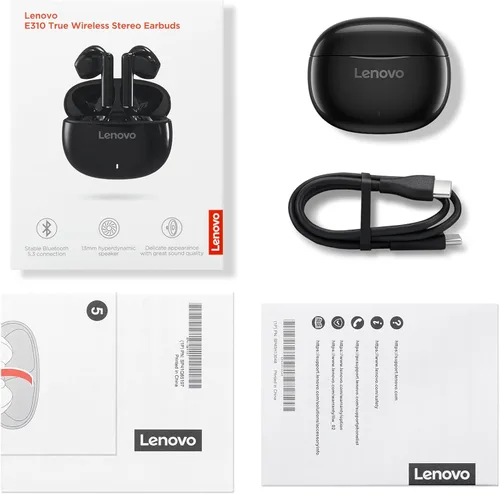 Vista 10 de Auriculares Lenovo E310 True Wireless Stereo Bluetooth 5.3 ENC con cancelación de ruido, auriculares con altavoces de 13mm, tipo C, carga, vida útil