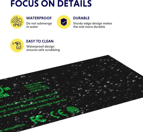 Vista 3 de iPower - Alfombrilla térmica para semilleros duradera, almohadilla de calefacción hidropónica cálida de 3" x 20", impermeable para inicio