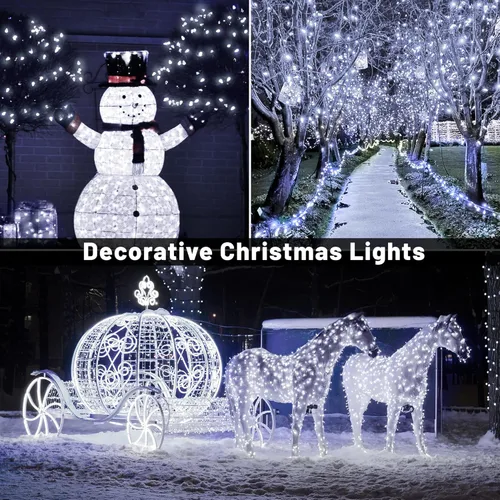 Vista 3 de Eueasy Luces de Navidad para exteriores, 1000 luces LED de 344 pies, enchufables, impermeables, con control remoto, 8 modos con temporizador